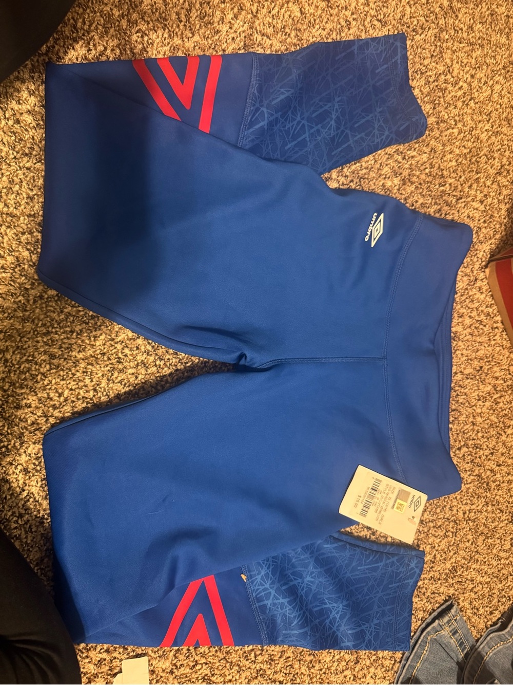 Umbro Kids Blue Leggings with Red Accents